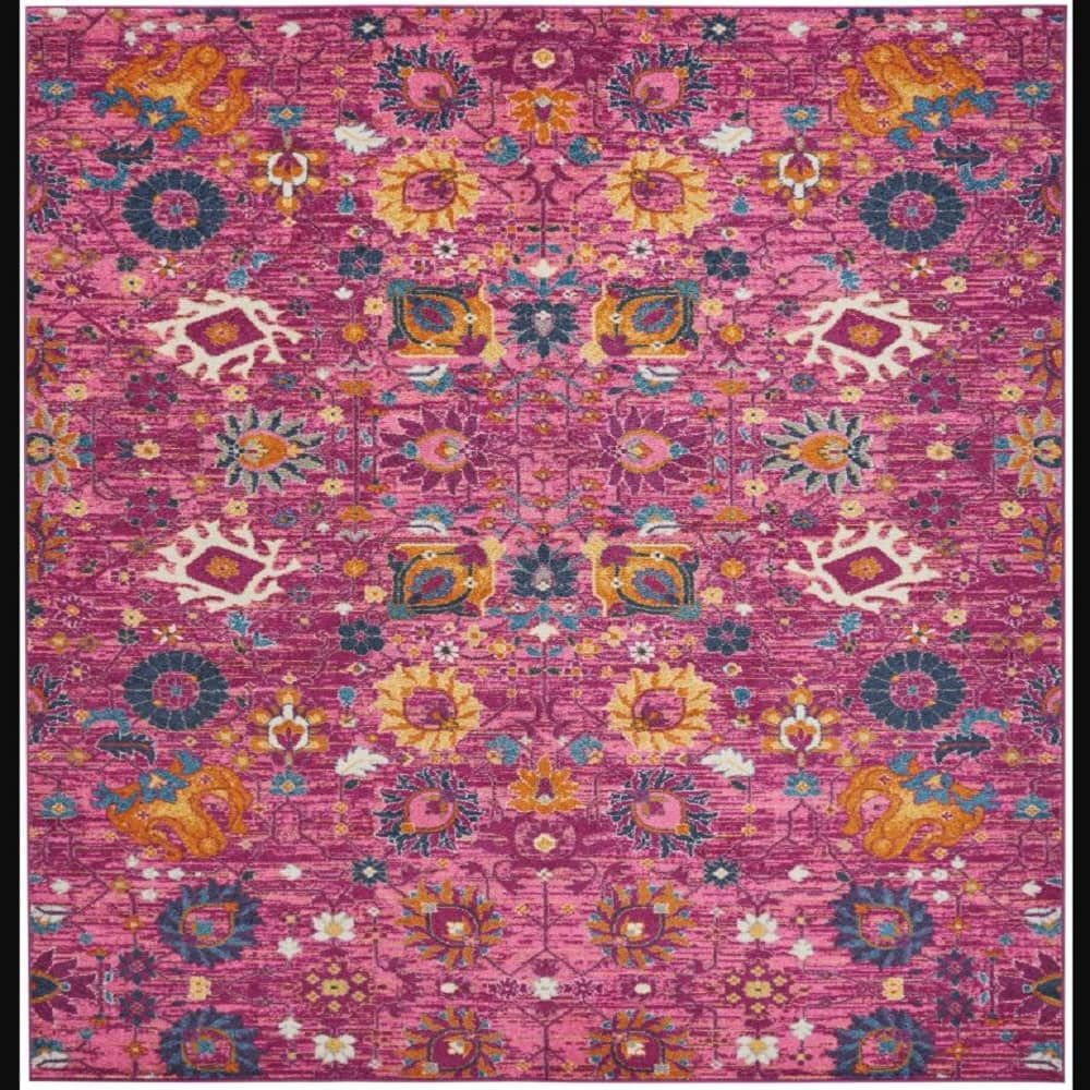 Nourison Bohemian Floral Rectangle Area Rug Passion Fuchsia PSN01 Made In Turkey