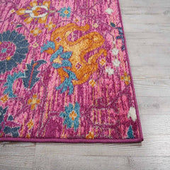 Nourison Bohemian Floral Rectangle Area Rug Passion Fuchsia PSN01 Made In Turkey