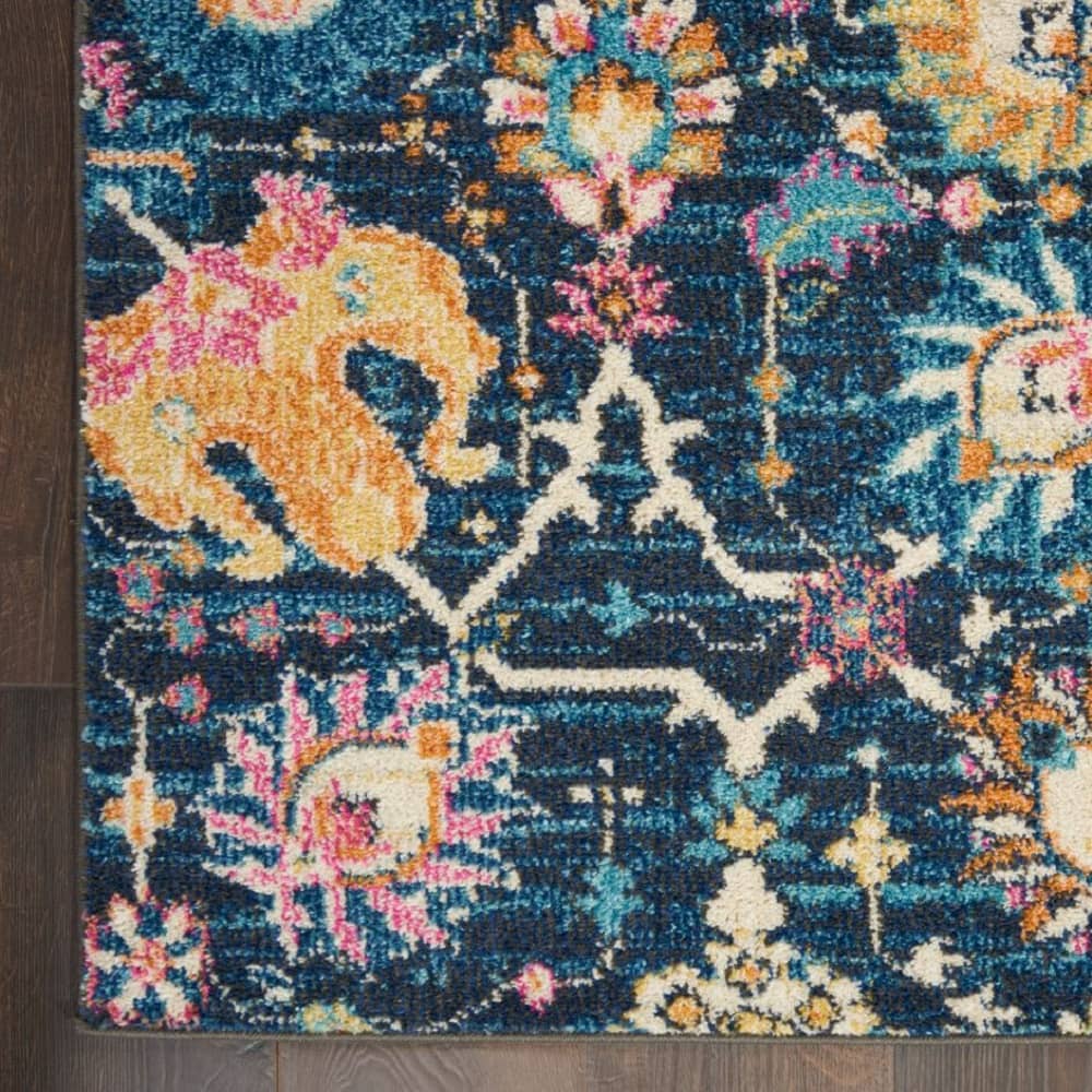 Nourison Bohemian Floral Rectangle Area Rug Passion Navy PSN01 Made In Turkey