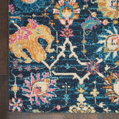 Nourison Bohemian Floral Rectangle Area Rug Passion Navy PSN01 Made In Turkey