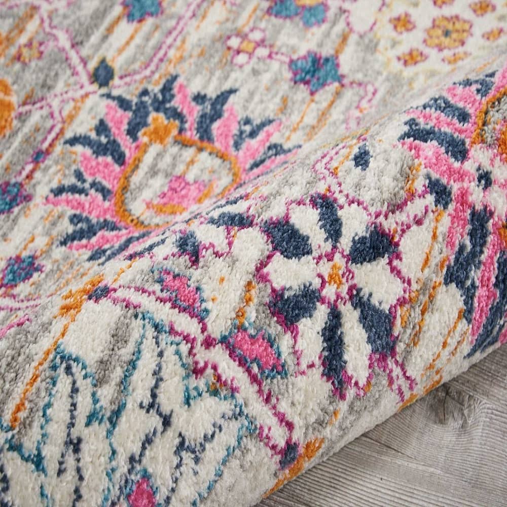 Nourison Bohemian Floral Rectangle Area Rug Passion Sliver PSN01 Made In Turkey