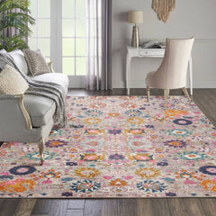 Nourison Bohemian Floral Rectangle Area Rug Passion Sliver PSN01 Made In Turkey