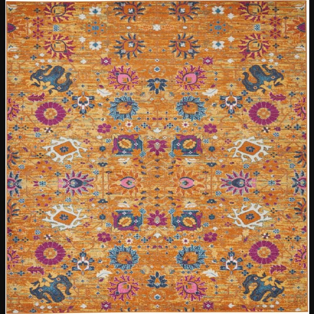 Nourison Bohemian Floral Rectangle Area Rug Passion Sunburst PSN01 Made In Turkey