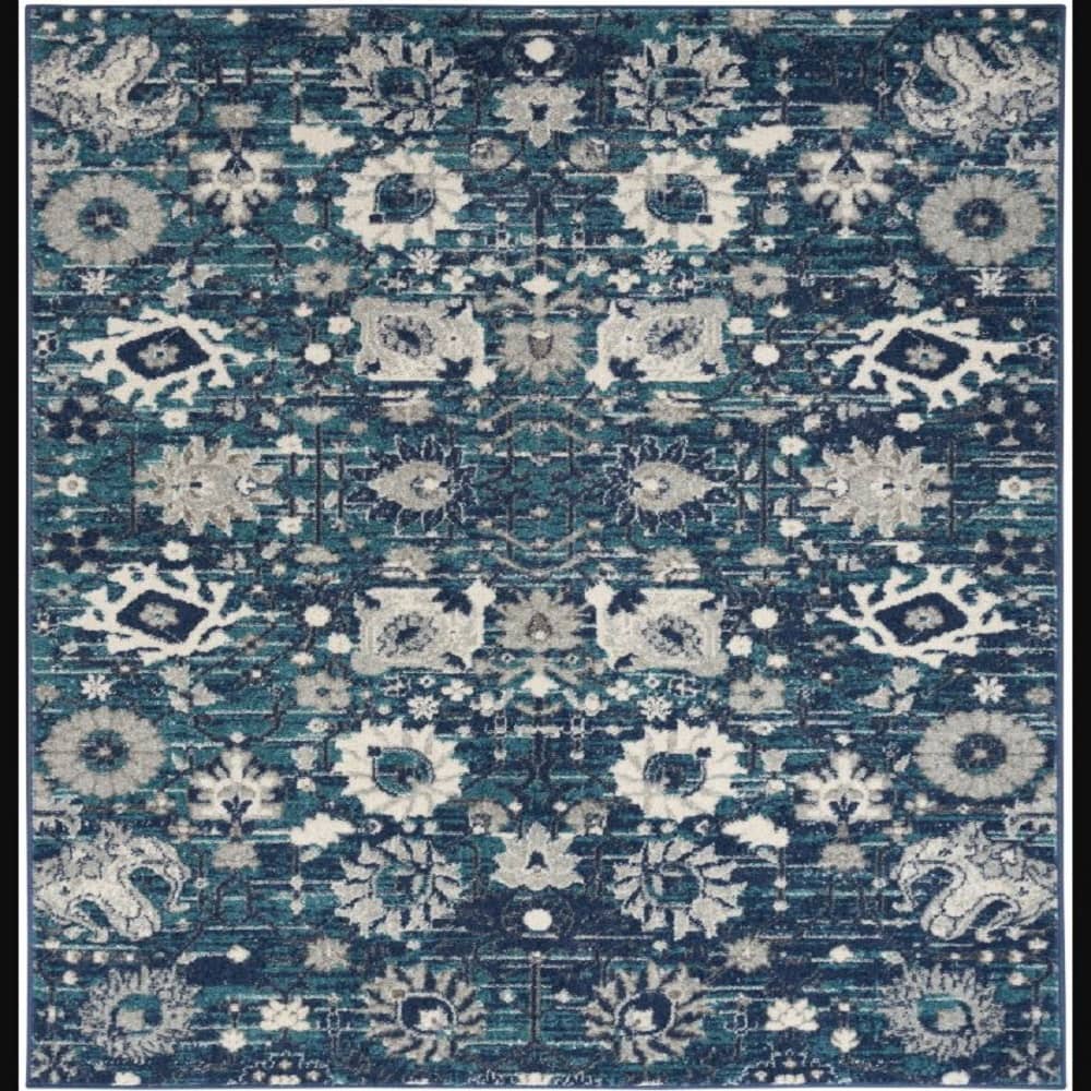 Nourison Bohemian Floral Rectangle Area Rug Passion Surf PSN01 Made In Turkey