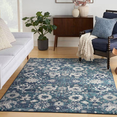 Nourison Bohemian Floral Rectangle Area Rug Passion Surf PSN01 Made In Turkey