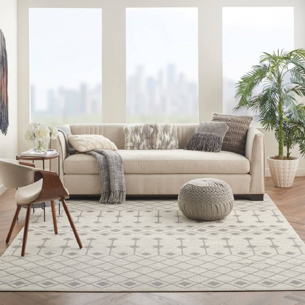 Nourison Bohemian Moroccan Rectangle Area Rug Grafix Ivory Grey GRF37 Made In Turkey