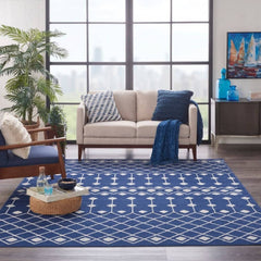 Nourison Bohemian Moroccan Rectangle Area Rug Grafix Navy GRF37 Made In Turkey