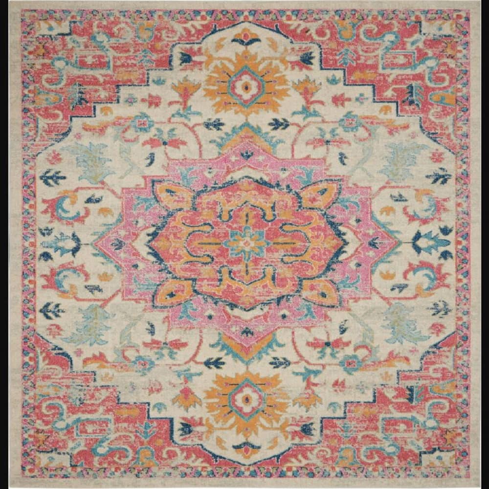 Nourison Bohemian Persian Rectangle Area Rug Passion Ivory Pink PSN25 Made In Turkey