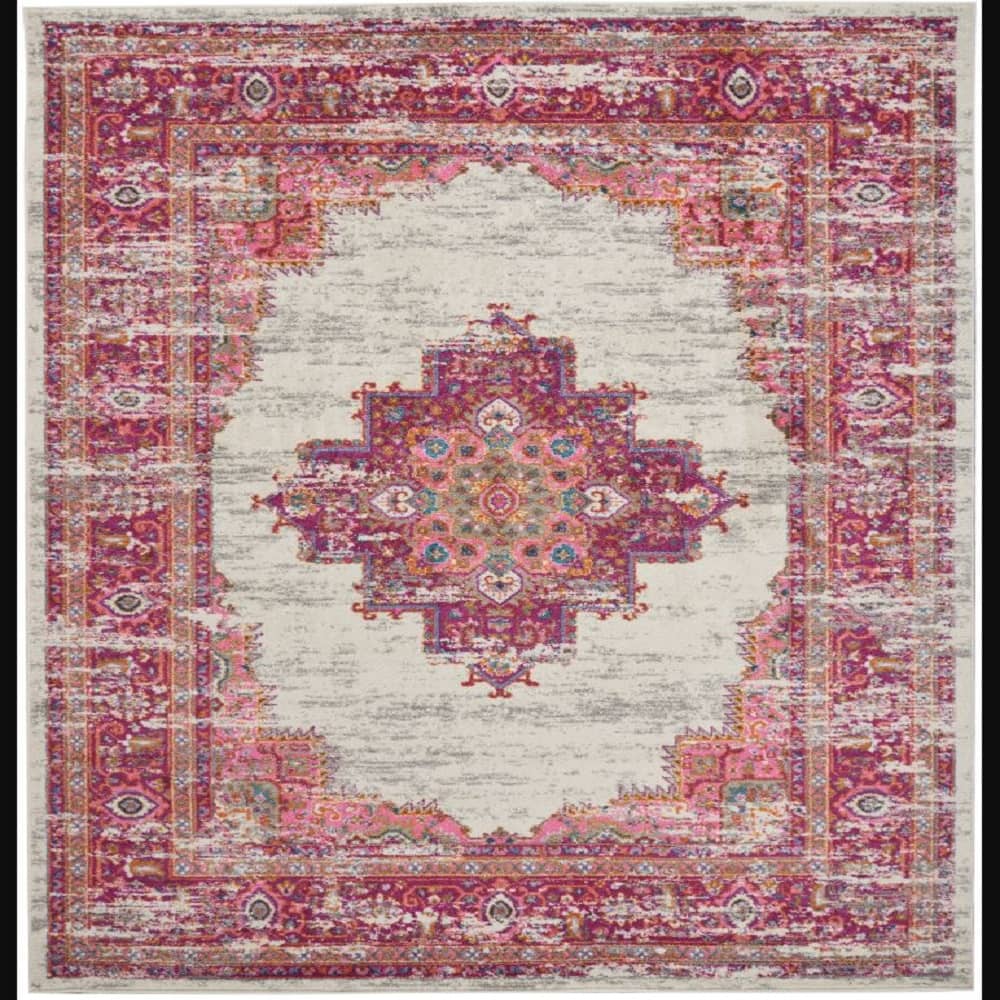 Nourison Bohemian Persian Rectangle Area Rug Passion Ivory Fuchsia PSN03 Made In Turkey
