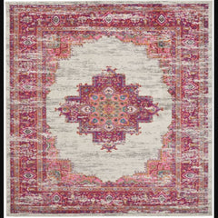 Nourison Bohemian Persian Rectangle Area Rug Passion Ivory Fuchsia PSN03 Made In Turkey