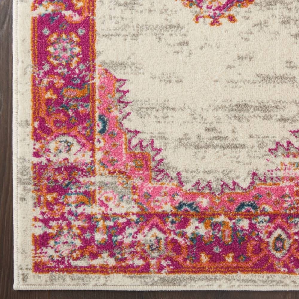 Nourison Bohemian Persian Rectangle Area Rug Passion Ivory Fuchsia PSN03 Made In Turkey