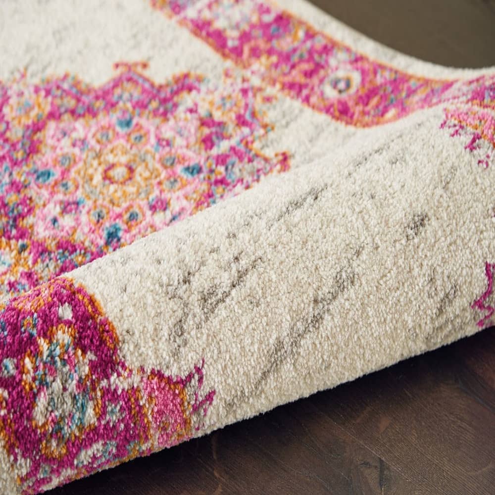Nourison Bohemian Persian Rectangle Area Rug Passion Ivory Fuchsia PSN03 Made In Turkey