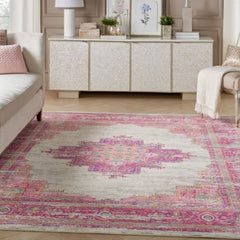 Nourison Bohemian Persian Rectangle Area Rug Passion Ivory Fuchsia PSN03 Made In Turkey