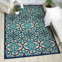 Nourison Bohemian Trellis Rectangle Area Rug Aloha Navy Made In Turkey