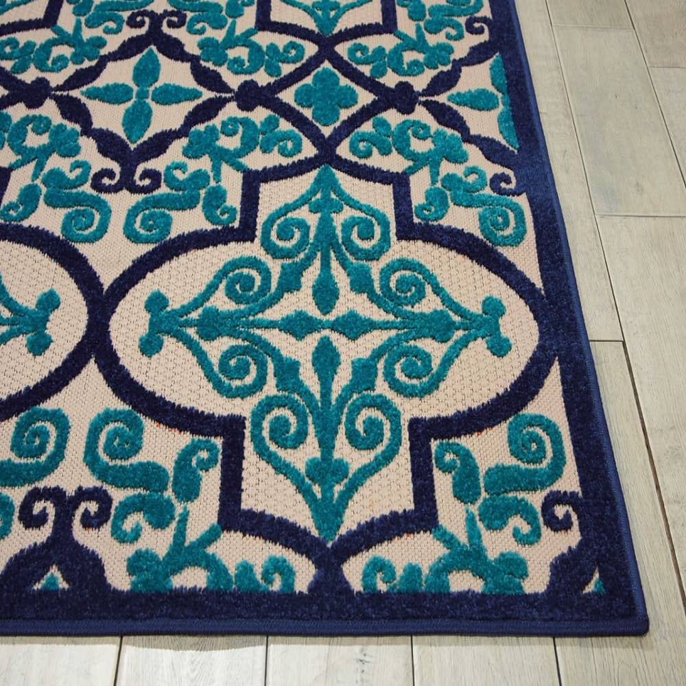 Nourison Bohemian Trellis Rectangle Area Rug Aloha Navy Made In Turkey