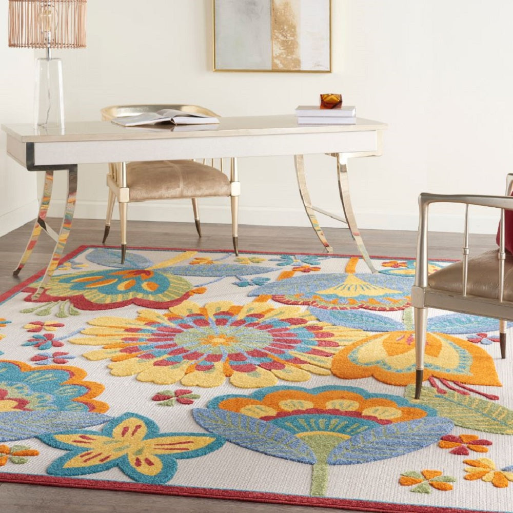 Nourison Chic Floral Rectangle Area Rug Aloha Multicolor ALH25 Made In Turkey