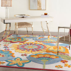 Nourison Chic Floral Rectangle Area Rug Aloha Multicolor ALH25 Made In Turkey