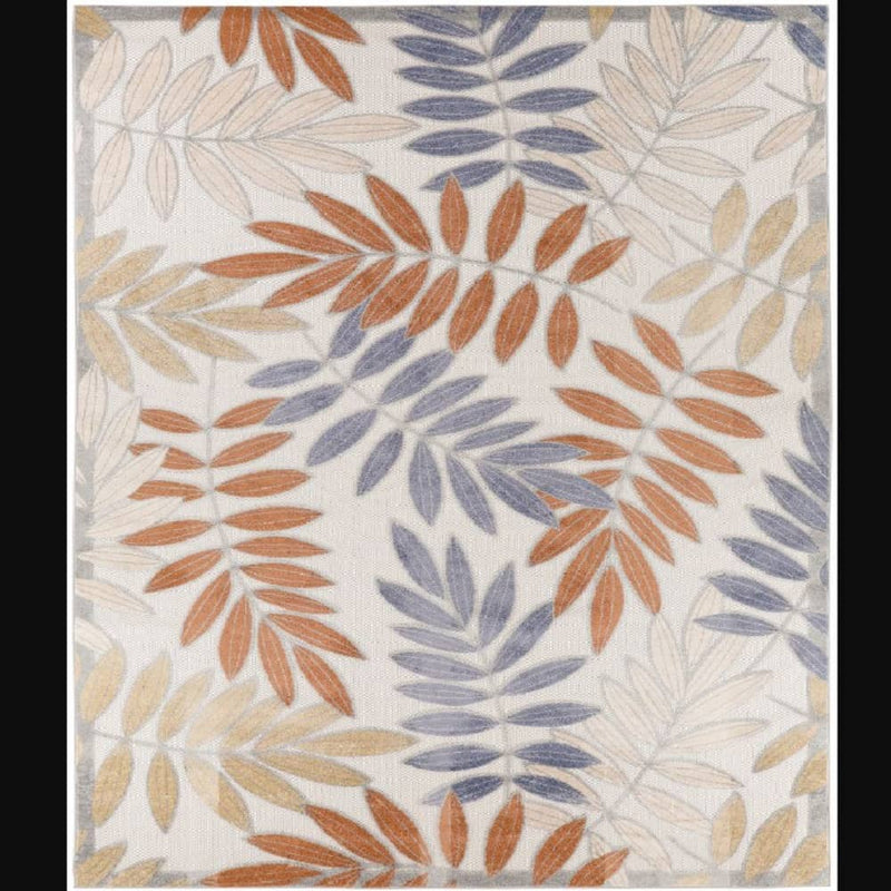 Nourison Contemporary Floral Rectangle Area Rug Aloha Blue Mocha Made In Turkey