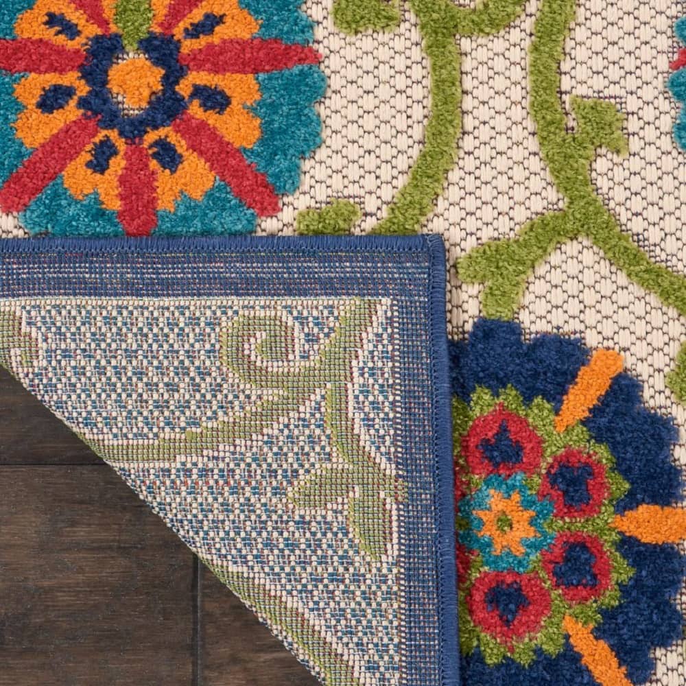 Nourison Contemporary Floral Rectangle Area Rug Aloha Blue Multicolor ALH19 Made In Turkey