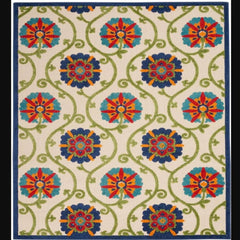 Nourison Contemporary Floral Rectangle Area Rug Aloha Blue Multicolor ALH19 Made In Turkey