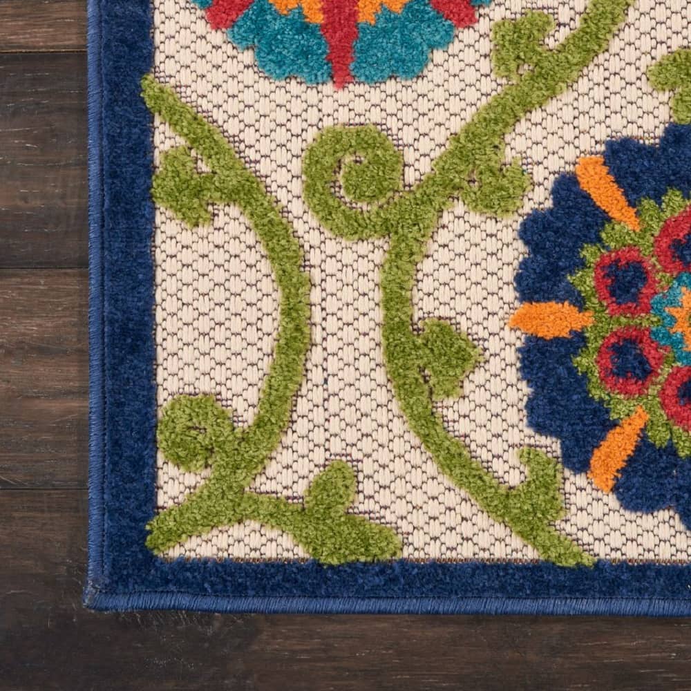 Nourison Contemporary Floral Rectangle Area Rug Aloha Blue Multicolor ALH19 Made In Turkey