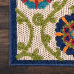 Nourison Contemporary Floral Rectangle Area Rug Aloha Blue Multicolor ALH19 Made In Turkey