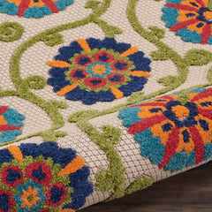 Nourison Contemporary Floral Rectangle Area Rug Aloha Blue Multicolor ALH19 Made In Turkey