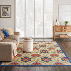 Nourison Contemporary Floral Rectangle Area Rug Aloha Blue Multicolor ALH19 Made In Turkey
