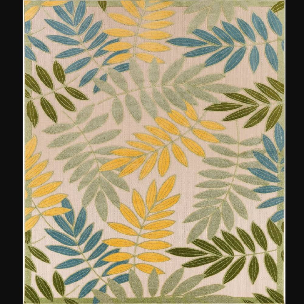 Nourison Contemporary Floral Rectangle Area Rug Aloha Green Multicolor Made In Turkey