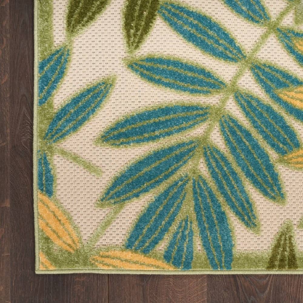 Nourison Contemporary Floral Rectangle Area Rug Aloha Green Multicolor Made In Turkey