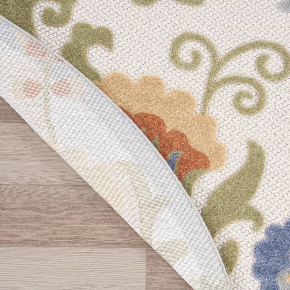 Nourison Contemporary Floral Rectangle Area Rug Aloha Ivory Blue Made In Turkey