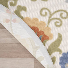Nourison Contemporary Floral Rectangle Area Rug Aloha Ivory Blue Made In Turkey