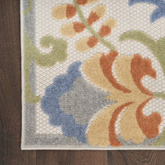 Nourison Contemporary Floral Rectangle Area Rug Aloha Ivory Blue Made In Turkey
