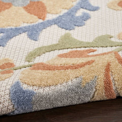 Nourison Contemporary Floral Rectangle Area Rug Aloha Ivory Blue Made In Turkey