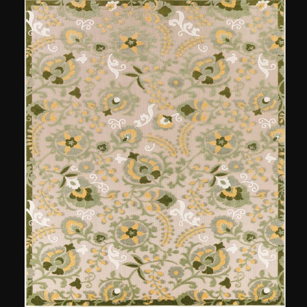 Nourison Contemporary Floral Rectangle Area Rug Aloha Ivory Green Made In Turkey