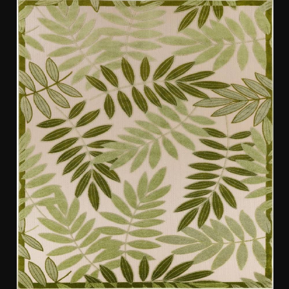 Nourison Contemporary Floral Rectangle Area Rug Aloha Ivory Green Made In Turkey