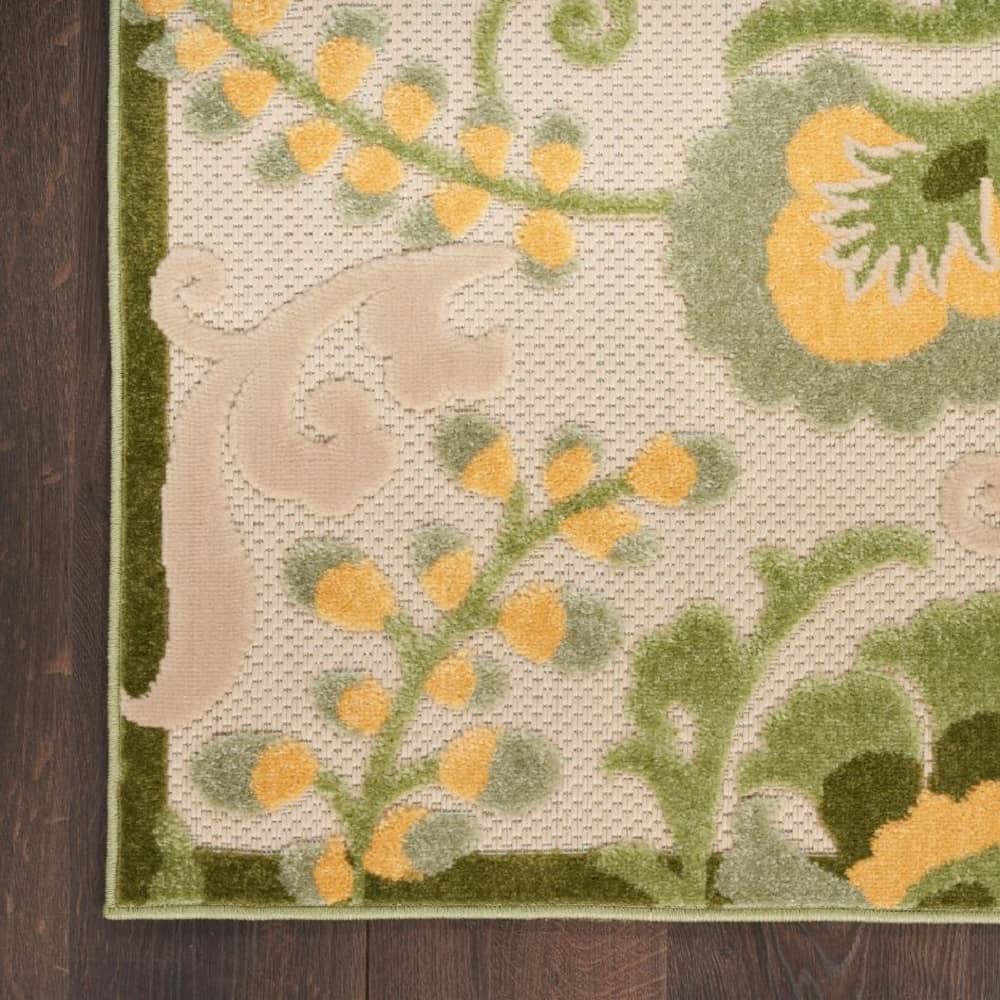 Nourison Contemporary Floral Rectangle Area Rug Aloha Ivory Green Made In Turkey
