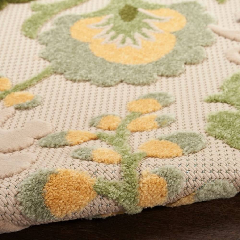 Nourison Contemporary Floral Rectangle Area Rug Aloha Ivory Green Made In Turkey