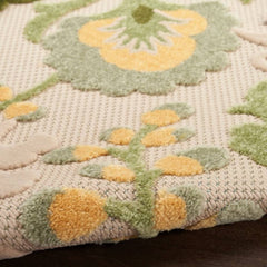 Nourison Contemporary Floral Rectangle Area Rug Aloha Ivory Green Made In Turkey