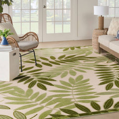 Nourison Contemporary Floral Rectangle Area Rug Aloha Ivory Green Made In Turkey