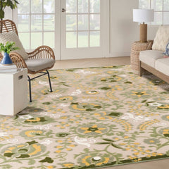 Nourison Contemporary Floral Rectangle Area Rug Aloha Ivory Green Made In Turkey