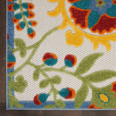 Nourison Contemporary Floral Rectangle Area Rug Aloha Ivory Multicolor Made In Turkey