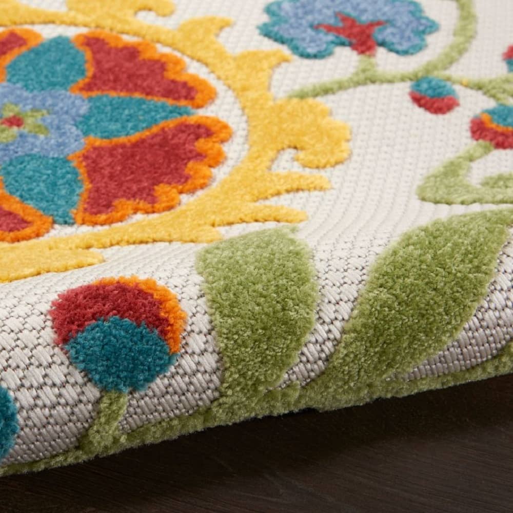 Nourison Contemporary Floral Rectangle Area Rug Aloha Ivory Multicolor Made In Turkey
