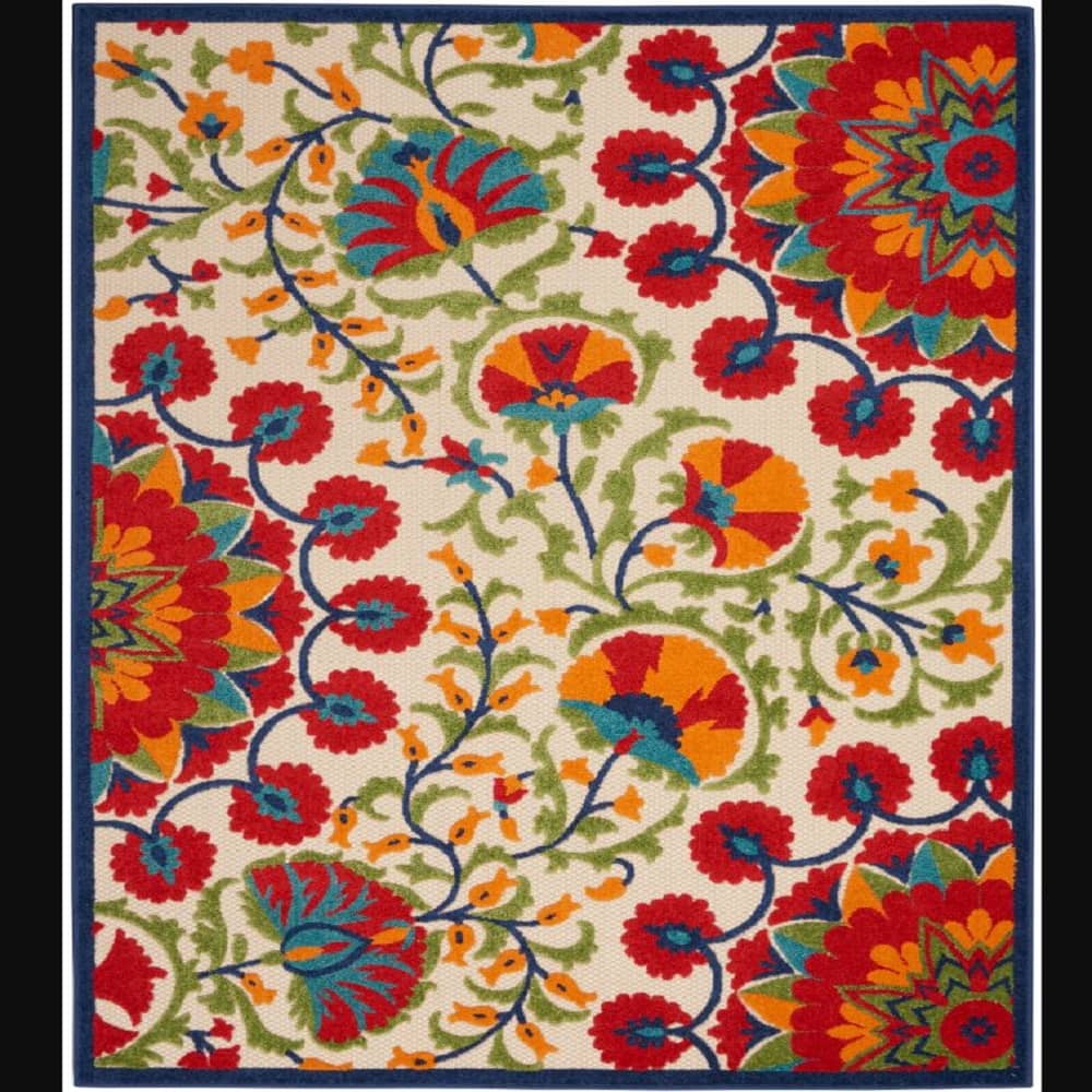 Nourison Contemporary Floral Rectangle Area Rug Aloha Multicolor ALH20 Made In Turkey