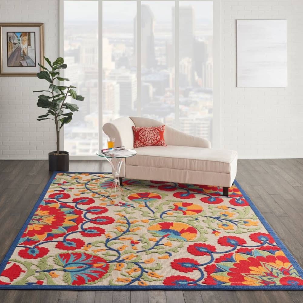 Nourison Contemporary Floral Rectangle Area Rug Aloha Multicolor ALH20 Made In Turkey