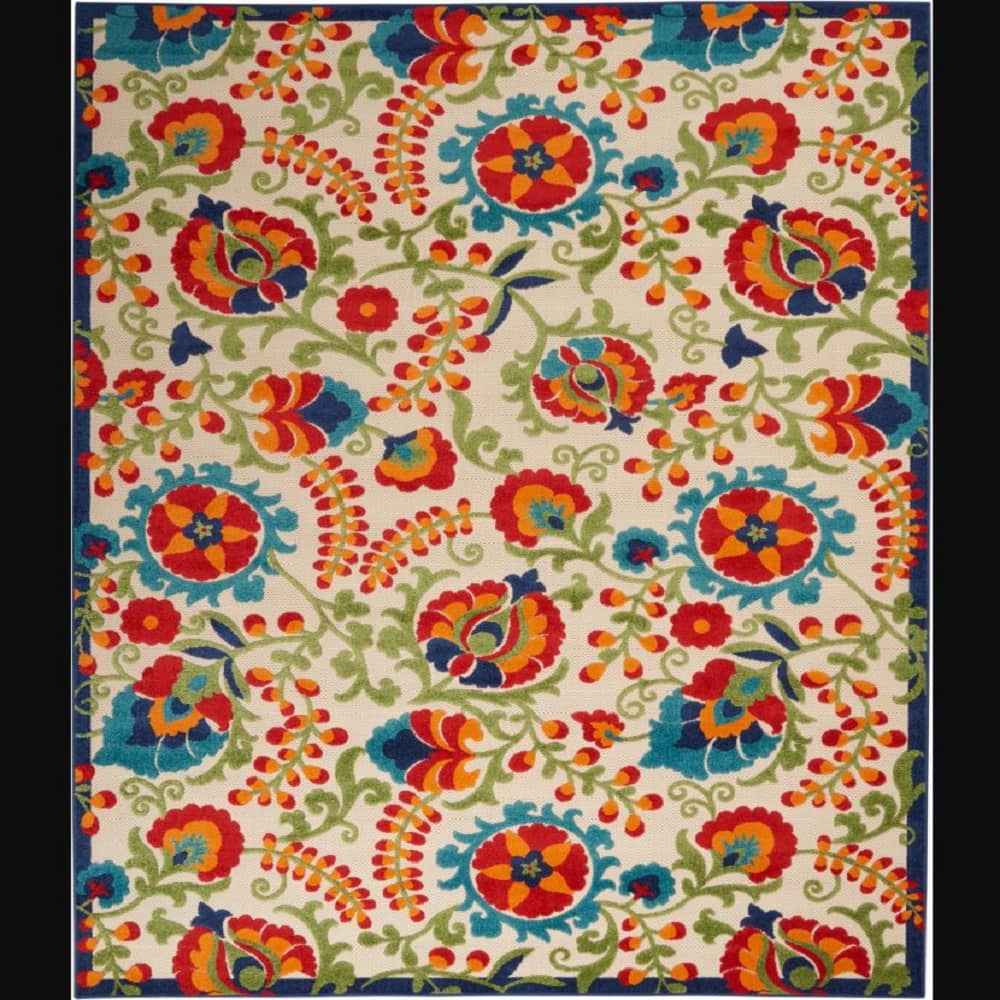Nourison Contemporary Floral Rectangle Area Rug Aloha Multicolor Made In Turkey
