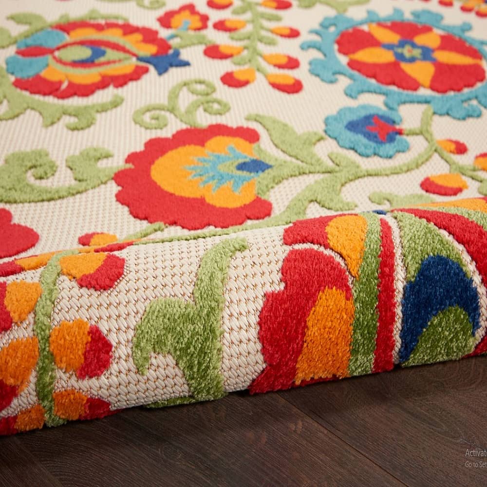 Nourison Contemporary Floral Rectangle Area Rug Aloha Multicolor Made In Turkey
