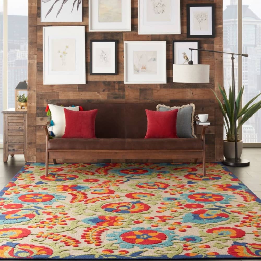 Nourison Contemporary Floral Rectangle Area Rug Aloha Multicolor Made In Turkey