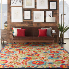 Nourison Contemporary Floral Rectangle Area Rug Aloha Multicolor Made In Turkey