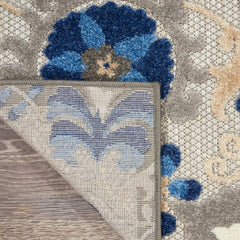 Nourison Contemporary Floral Rectangle Area Rug Aloha Natural Blue Made In Turkey